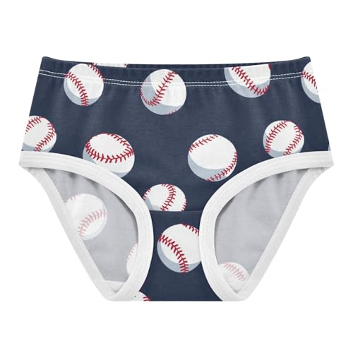 Wusikd Baseballs Girls' Underwear Cotton Navy Blue Girls Briefs Soft Toddler Underwear 2T