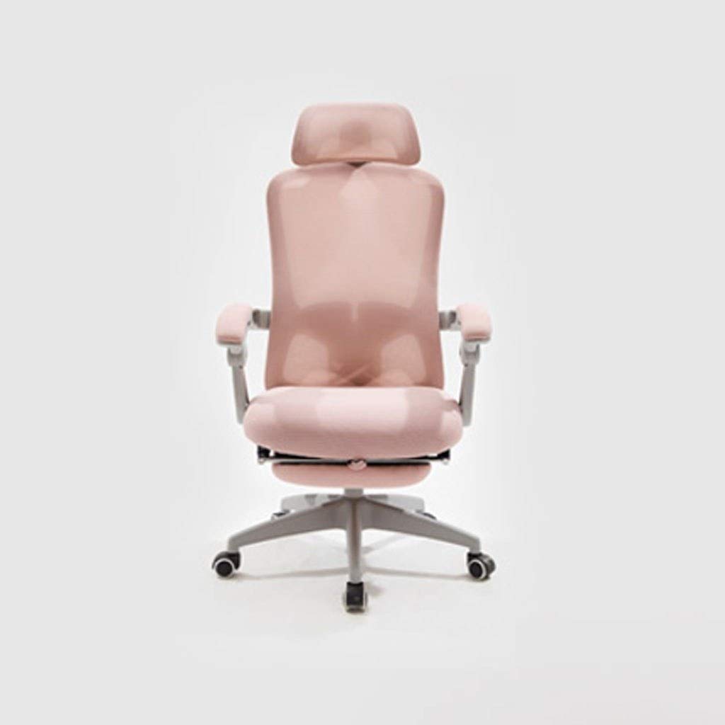 Chaise de bureau ergonomique contre le mal de dos avec haut dossier réglable rose