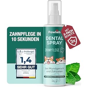 Pawlie’s Dental Spray for Dogs – Tartar Remover Dog, Dental Care Against Bad Breath Tartar, Plaque | Anti-Tartar Spray | Sugar Free + Vegan + Natural | Tooth Spray for Healthy Mouth Hygiene
