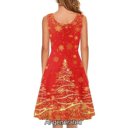 Image of Dreaweet Casual Sleeveless Dresses for Women Girls, Round Neck Tank Dresses with Pockets Summer Sundress Size XS-4XL
