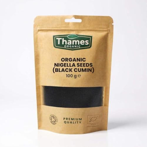 Organic Nigella Seeds - 100% Pure and Natural - Nutritious Flavorful and Versatile Ingredient - Resealable Pouch for Freshness - Thames Organic 100g