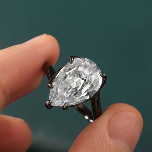 Jeulia Engagement Rings for Women;925 Sterling Silver D Color VVS1 Diamond Halo Anniversary Wedding Promise Ring 10.37CT Pear Cut Moissanite Black Plated Band with Jewelry Gift Box2