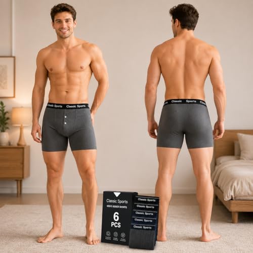 Calzoncillos tipo bóxer para hombre COSHAL pack de 6 ropa interior diaria con bragueta 2