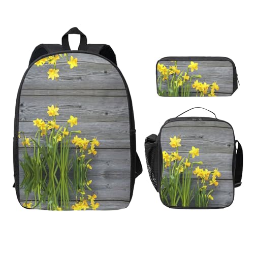 Sac à dos scolaire fleuri qui soulage les épaules avec kit déjeuner complet écolier
