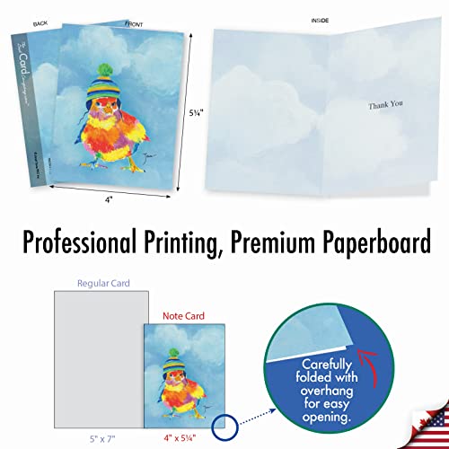 Image of The Best Card Company 10 Assorted Funny Thank You Notecards Box Set 4 x 5.12 Inch with Envelopes (10 Designs, 1 Each) Funny Farm M6563TYG