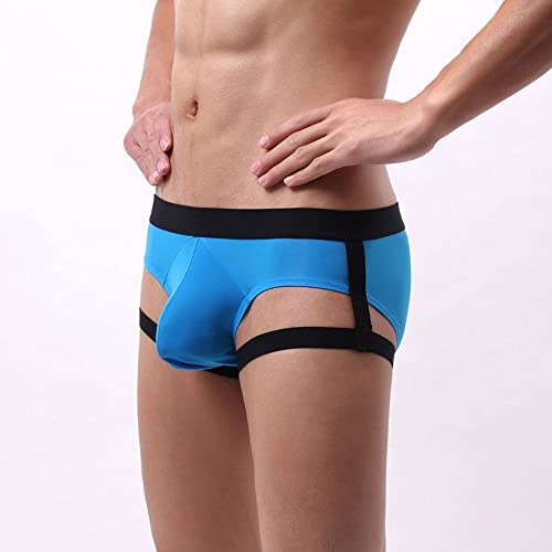 JEKE-DG Men's Garter See Through Ice Silk Briefs Breathable Stretch Big Pouch Thong Sexy Low Rise Jockstrap Underwear2