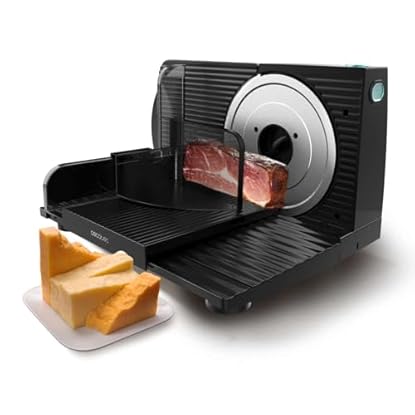 Foto di Cecotec Rock'nCut Shuriken 150 W, Lama rimovibile di 17 CM di diametro, Diversi alimenti, Regolazione graduale da 0 a 15 MM, QuickOut, Pieghevole, Corpo in plastica, Acciaio inox