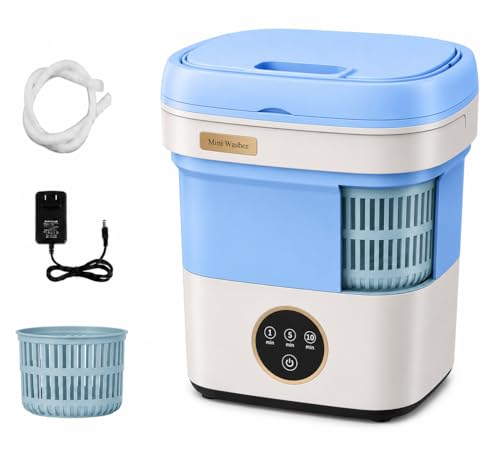 Image of MiNi wAsHiNg mAcHiNe fOr cLoThEs | pOrTaBlE AuToMaTiC WaShEr wItH UsB PoWeR | CoMpAcT LaUnDrY MaChInE FoR TrAvEl, BaBy cLoThEs, UnDeRwEaR & SmAlL LoAdS | FoLdAbLe & lIgHtWeIgHt dEsIgN T6