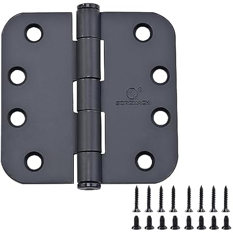 SORGMACH Matte Black Heavy Duty Door Hinge 4 X 4 Inch Ball Bearing Commercial Hinges 5/8" Radius Corners Interior and Exterior Hardware for Doors Hinge Grade ANSI/BHMA A156 Grade 1.（3 Pack） Cover