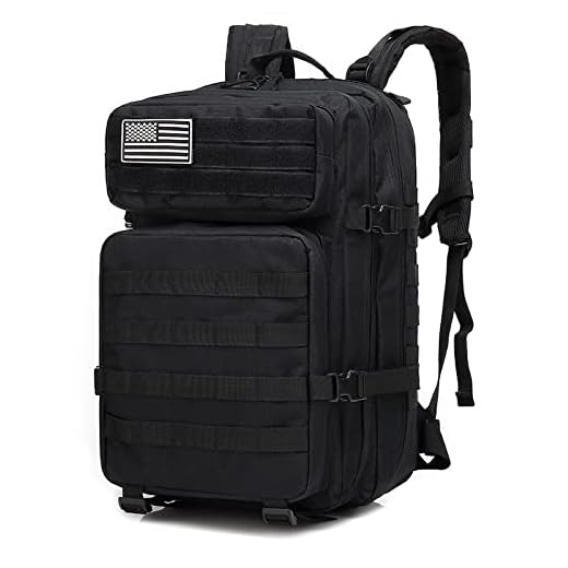 LOMBARTEX - Mochila 45 L Táctica Militar - Paquete de Asalto MOLLE de Gran Capacidad para Utilidad Militar - Bolsa para Actividad al Aire Libre - Color Negro
