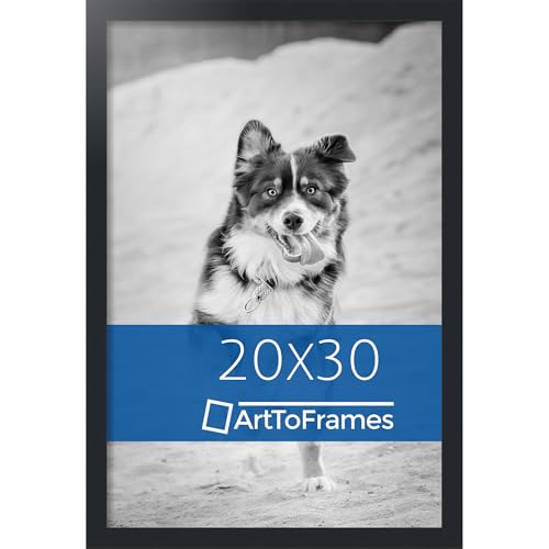 ArtToFrames 20x30 Inch Black Picture Frame, This 1.25' Custom Poster Frame is Satin Black, for Your Art or Photos, WOMFRBW26079-20x30