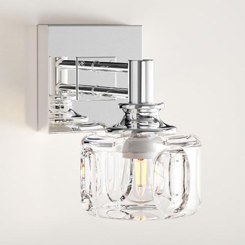 BHBYEDYCK Polished Nickel Wall Sconce Chrome Bathroom Vanity Light 1 Light Wall Lights for Bathroom(3.7 pounds)