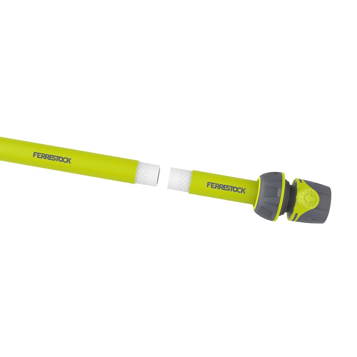 Ferrestock Manguera de Jardín de 20 Metros, 3/4" de Grosor (19mm), Antitorsión, PVC Flexible con Refuerzo de Poliéster, 3 Capas, Resistente a los Rayos UVA, Antialgas, Incluye Accesorios.