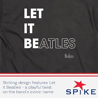Spike Leisurewear T-shirt sous licence officielle The Beatles 100 % coton noir imprimé avec le motif original Let It Beatles sur le devant. Disponible en tailles S, M, L, XL et XXL – Image 2