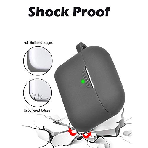 Image of GRIPP Rubon Silicone Case with Carabiner for AirPods Pro (1st Generation), 360 Shock Protection, Precise Cutout, Wireless Charging Support, Durable & Stylish - Charcoal