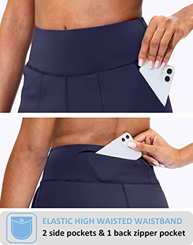 Image of SANTINY Bermuda Shorts for Women with Zipper Pocket Womens High Waisted Long Shorts for Running Workout Athletic