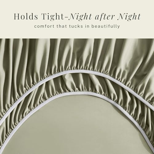 Image of Hearth & Harbor Extra Deep Pocket Sheets - Fits Mattress 18-24 Inches Deep - Extra Deep Pocket Split King Size Sets - 7 Piece Split King Size - Sage