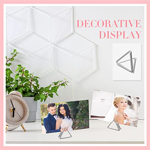 Image of Epakh 100 Pcs Place Card Holder for Table Card Holders for Wedding Triangle Shape Table Number Picture Clips Stand for Centerpiece Anniversary Party (Silver)