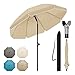 WOLTU Sonnenschirm Balkon φ 155 cm, Strandschirm UV-beständig Wasserdicht, Höhenverstellbar, 45° knickbar, Sonnenschutz Balkon Terrasse Strand Garten, Rund, Taupe