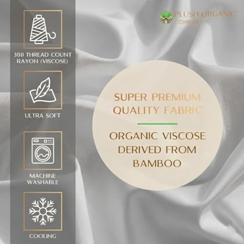 Image of King Luxury 4 Piece Bedsheet Set, Silver Gray with White Piping, Cooling Resort Bedding, Ultra Soft, Viscose derived from Bamboo, Organically Grown,300 Thread Count