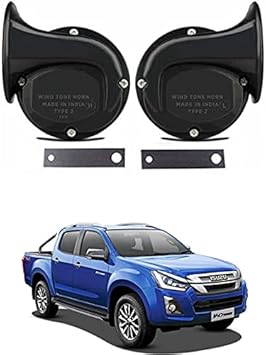 EIAC Universal Windtone Jalwa Horn (2 and 4 wheelers), Black color, Heavy plastic body, Set of 2, 12V voltage For ISUZU Universal For All Models