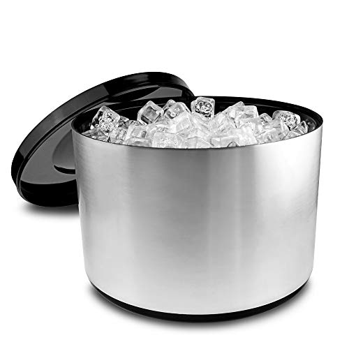 bar@drinkstuff 10 Liter Kunststoff Ice Bucket gebürstetem Aluminium Effekt  Groß Ice Cube Bucket