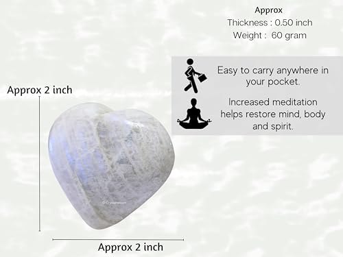 Image of Crystal Heaven Certified Moonstone Heart Palm Pebbles Stones For Anxiety Stress Relief Massage - Aaa Grade Original Healing Gemstone Agate Heart Palm Stone For Yoga Meditation Spiritual