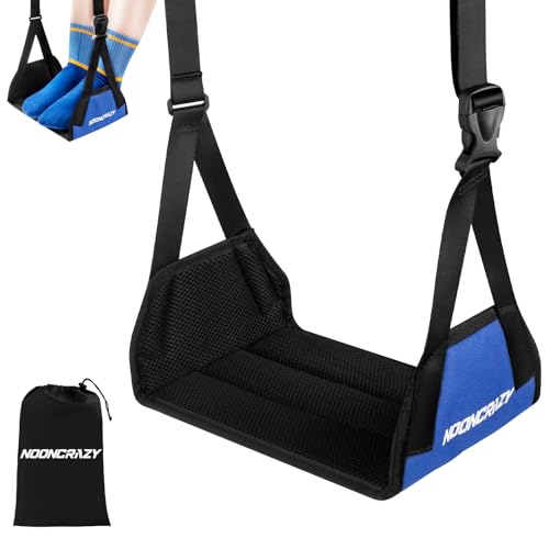 Airplane Foot Hammock, No Collapse Foot Rest for Plane Travel with Extended Adjustment Strap, Portable Desk Foot Hammock with Thickened Foam, Foot Sling Travel Essentials to Relax Your Feet
