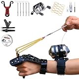 Generic Fishing Slingshot with Reel and Fish Darts for Outdoor Sports Hunting Competition Versatile Suitable for Left and Right Handed (FishingSlingshot Pro (Stainless Steel Fishing Reel)), Black