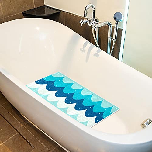 Tapis de bain bleu 40x70 cm antidérapant à ventouses pour la douche - 5