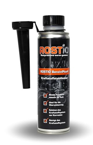 Rostio Benzina Plus4 – Additivo a benzina, stabilizzatore carburante e pulitore del sistema motore, pulitore del motore, pulizia di iniettori e valvole, dimensioni: 1 bottiglia