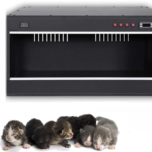 Image of LPLYAA Pet Incubator Box for Dog, Large PET Brooder Nursery Dog, Cat Incubator for Puppies, Puppy Incubator with Heating, Kitten Incubator, for Puppies Kittens All Critters(Black,80 * 50 * 50cm)