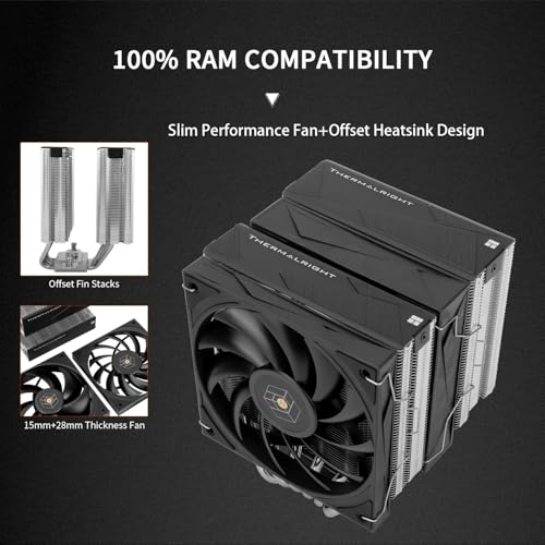 Thermalright Royal Knight 120 CPU Air Cooler, Computer Double Towers Radiator, 6 Heat Pipes CPU Cooler, Dual 120mm PWM Fans,Unobstructed RAM, for AM4/AM5;Intel 1851/1700/1150/1551/1200/2011 2