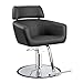 Minerva Beauty Azure Wide Salon Styling Chair in Slate Gray, Round Chrome 360° Swivel Hydraulic
