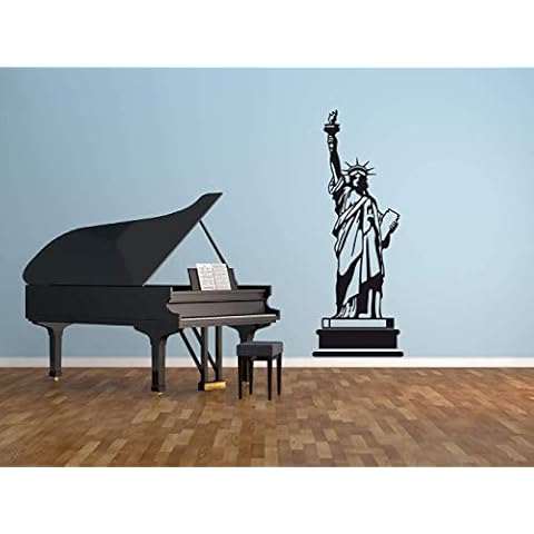 CustomVinylDecor Patriotic Decor | Statue of Liberty Wall Decal | Removable Peel and Stick Vinyl Mural for Home, Office | Small, Large Sizes | Black, White, Gray, Gold, Silver, Red, Blue, Other Colors Cover