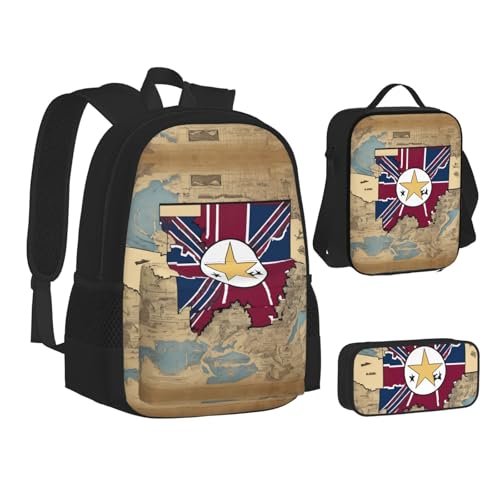 nanger Abstract Mississippi State Flag Map Print 3-Piece Set Backpack, Lunch Bag And Pencil Case, For Travel, College, And Daily Use2