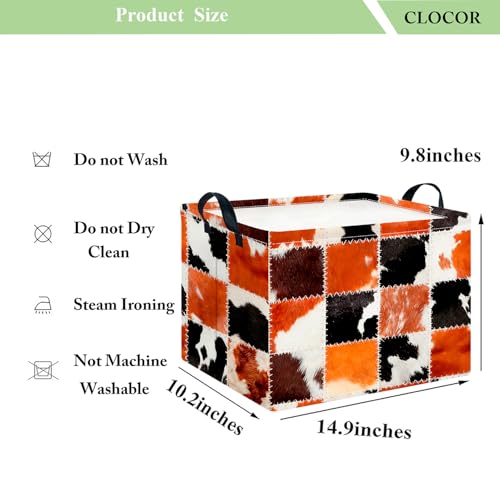 Image of CLOCOR Rectangular Storage Basket Empty,Gift Basket,Waterproof Storage Bin(Cowprint)