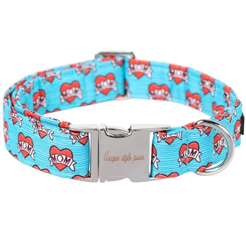 Unique Style Paws Valentines Dog Collar Heart Love Collar for Dog Cotton Metal Buckle Dog Collars New
