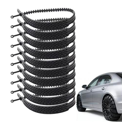 Generisch Cadenas de nieve – PVC 86 x 4 x 1 cm, 10 unidades, correas para neumáticos de nieve, cadena de nieve ajustable de emergencia, asas antideslizantes para vehículos de invierno, vehículos