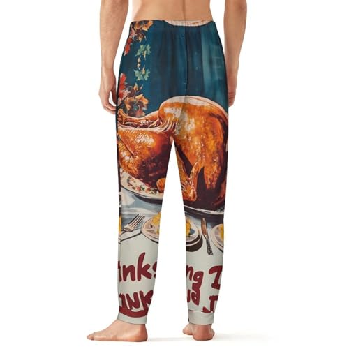Vintage Thanksgiving Table Men's Pajama Bottoms Sleep Lounge Soft Comfy Pants Sleepwear3