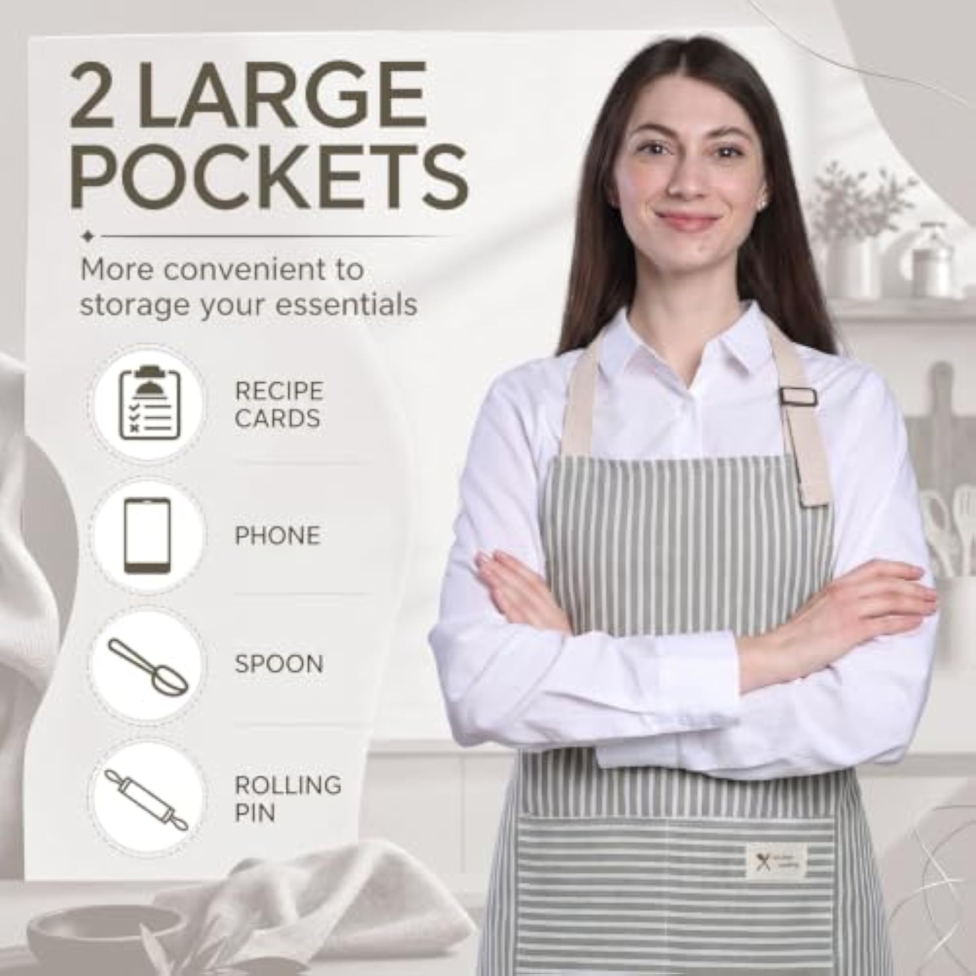 12 Pcs Adjustable Striped Aprons with Pockets