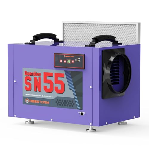 Abestorm Crawl Space Dehumidifier with Hose, 113 Pint Commercial Dehumidifiers Up to 1,200 sq. ft. for Basement, Under House, Humidity Control, Auto Defrosting, Memory Starting(Guardian SN55)