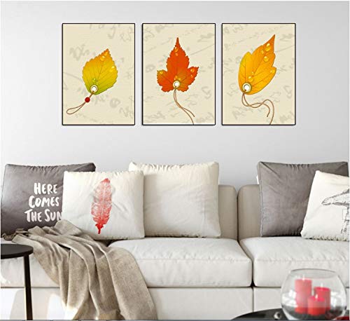 Peinture feuille d'érable en toile 3 pièces 60x80cm sans cadre pour salon