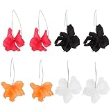 SOLUSTRE 4 Pares de Pendientes Colgantes de Flores de Acrílico para Mujer y Niña, Diseño Elegante y Amigable Piel, Ideales para Cumpleaños y Vacaciones Color Aleatorio