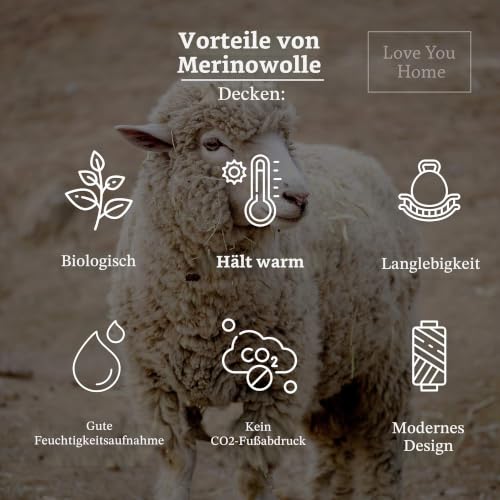 LYHome Wolldecke aus Merinowolle, Kuscheldecke für Sofa & Bett, 140x200 cm – Ansicht 6