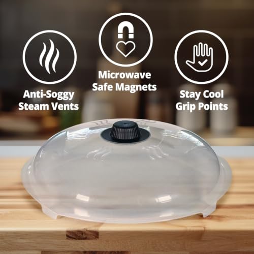 Image of HOVER COVER Tall Magnetic Microwave Splatter Cover for Food, 12 Inch-Black