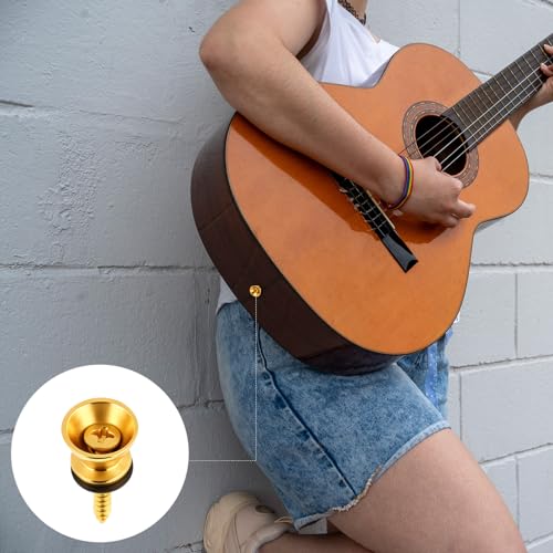 JJUNW 12 Stück Gitarrengurt Knöpfe, Metallende Gitarrengurt Endknopf Gitarrengurts Fixateur mit Befestigungsschrauben und Gummi Kissen Für E-Gitarre Akustikgitarre Bass Ukulele