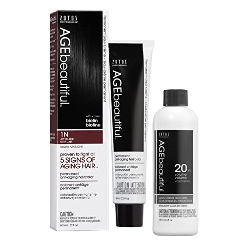 Image of AGE beautiful Permanent Hair Color Cream, 100% Gray Coverage Hair Dye with Biotin Anti-Aging Formula for Fuller, Thicker Hair, Professional Salon Quality