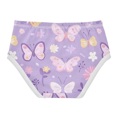 Wusikd Flowers Butterflies Girls' Underwear Cotton Purple Girls Briefs Soft Toddler Underwear 2T2