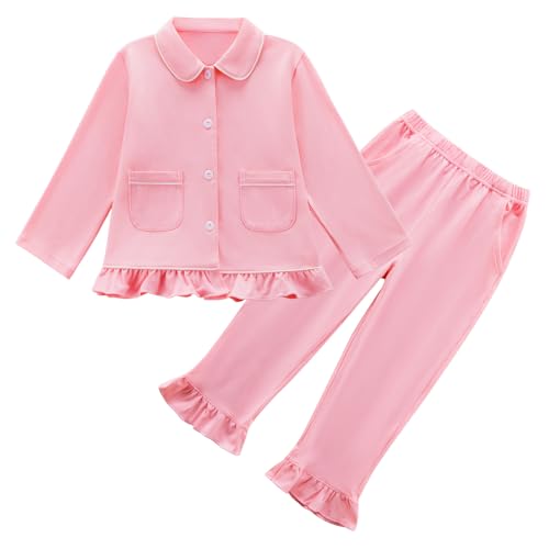 Toddler Baby Girls Pyjamas Set Button-up Long Sleeve Pajamas Pjs Set Sleepwear Nightwear Loungewear Clothes Set Gifts for Little Girls